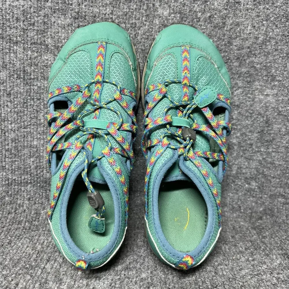 Chaco Shoes Youth Size 3 Green Teal Water Mary Jane Bungee Lace Trail Hiking